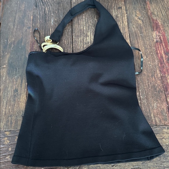 Aje Enigma Hardware-Detailed Knit Halter Top Black NWT - Picture 5 of 7
